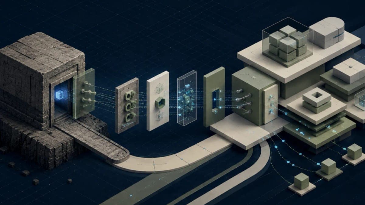 Algoza editorial graphic titled “API-First Procurement: Questions to Ask Before You Sign”, with a structured technology procurement diagram on a deep navy field with sage accents.
