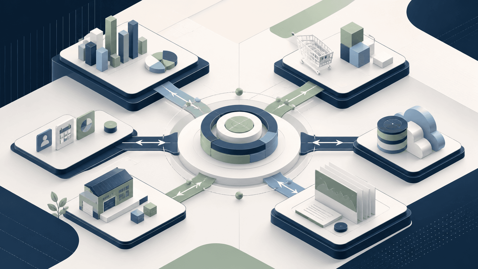 Connected business systems exchanging information through dependable interfaces