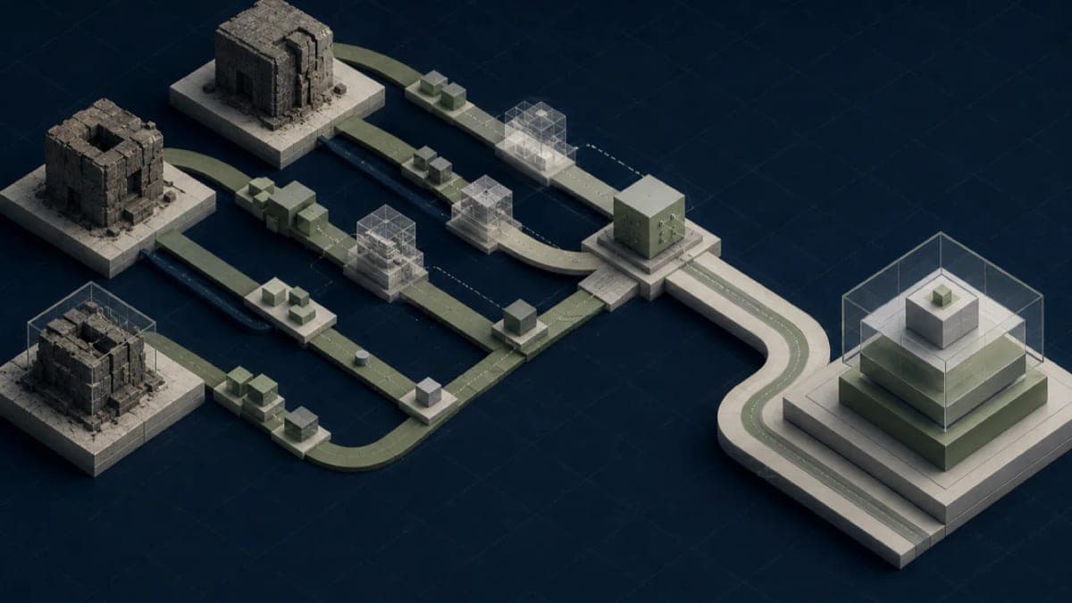 Algoza editorial graphic titled “Manage Technical Debt as a Portfolio of Business Risk”, with a structured modernisation diagram on a deep navy field with sage accents.