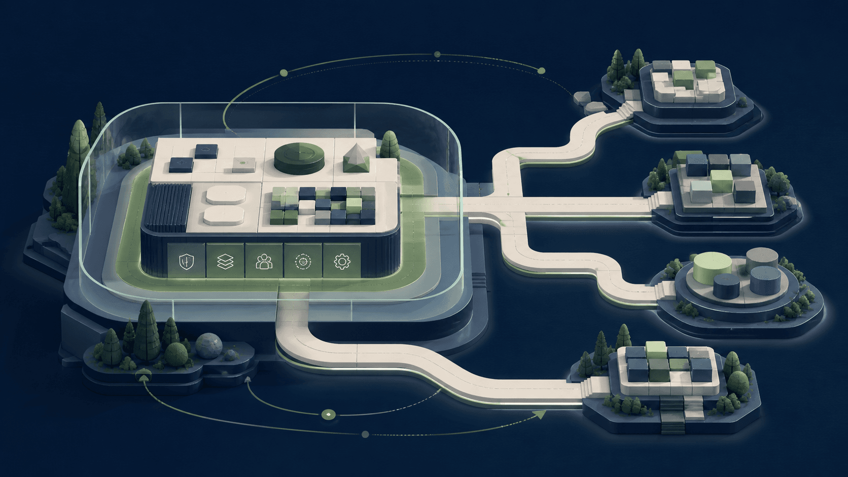 Reusable platform pathways connecting shared capabilities to application teams